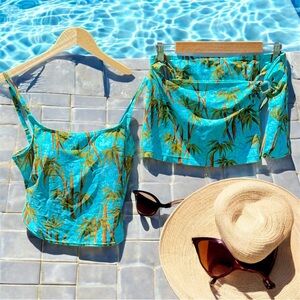 Beach Bay 2 piece set palm trees printed swimsuit set